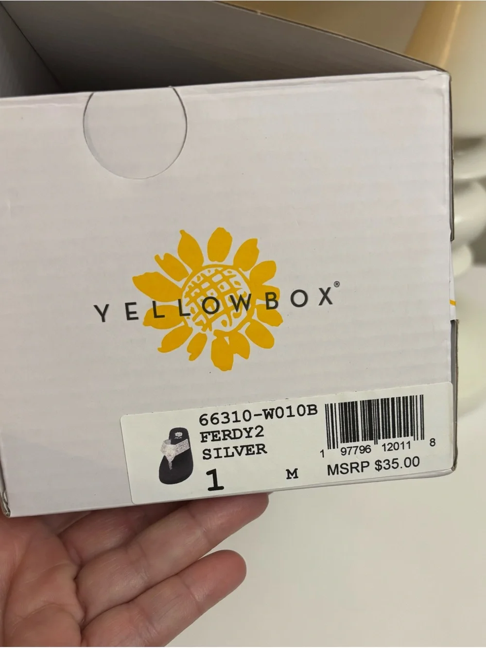 Yellow Box sparkly silver